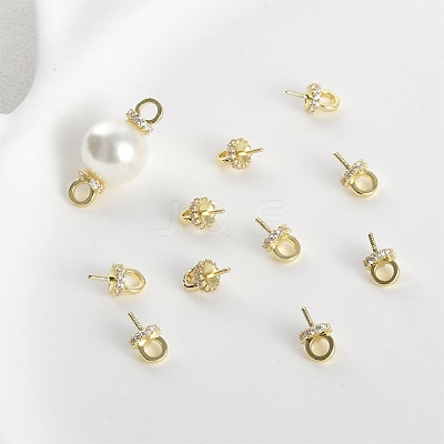 Brass with Cubic Zirconia Peg Bails KK-B087-13A-G-1