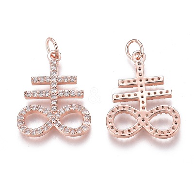 Brass Micro Pave Clear Cubic Zirconia Pendants ZIRC-Z008-27RG-1
