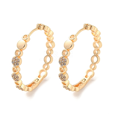 Brass with Cubic Zirconia Hoop Earrings EJEW-G363-14KCG-1
