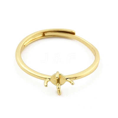 Flat Round Brass Adjustable Ring Settings LS-KK-G527-01B-G-1