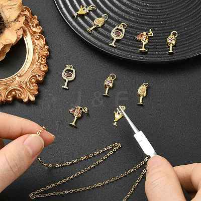 10Pcs 5 Styles Brass Micro Pave Cubic Zirconia Pendants KK-CJ0004-43-1
