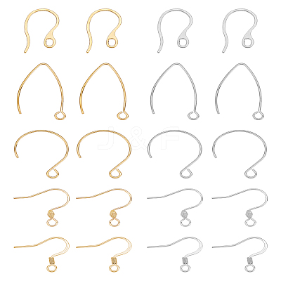 20Pcs 10 Styles 304 Stainless Steel Earring Hooks STAS-LP0001-55-1