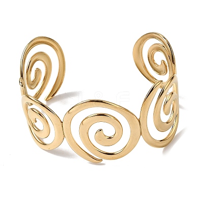304 Stainless Steel Cuff Bangles for Women BJEW-D384-02G-1