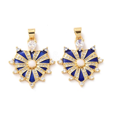 Brass Micro Pave Clear Cubic Zirconia Pendants ZIRC-Z018-07G-1