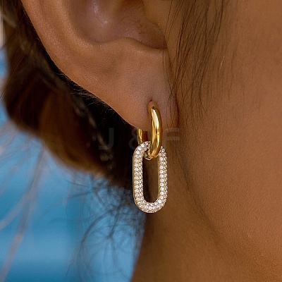 304 Stainless Steel Rhinestone Hoop Earrings EJEW-T057-02G-1