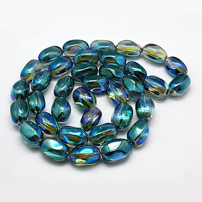 Full Rainbow Plated Crystal Glass Oval Beads X-EGLA-F026-A06-1