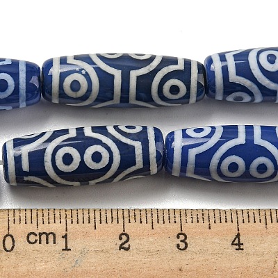 Blue Tibetan Style dZi Beads Strands TDZI-NH0001-B12-01-1