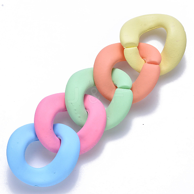 Opaque Spray Painted Acrylic Linking Rings OACR-S036-004B-I-1