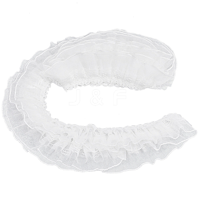 5 Yards Polyester Pleated Flower Lace Trim OCOR-GF0003-89A-1