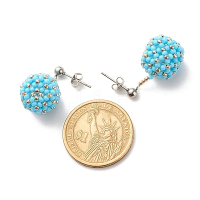 TOHO Japanese Seed Beads Dangle Stud Earrings EJEW-JE04762-02-1