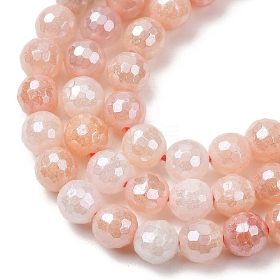 Electroplated Natural Pink Aventurine Beads Strands G-B191-A05-6mm-1