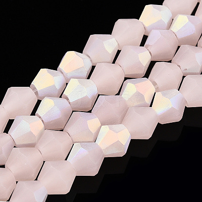 Imitation Jade Bicone Frosted Glass Bead Strands X-EGLA-A039-J6mm-MB07-1