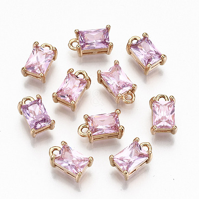 Brass Glass Rhinestone Pendants GLAA-S179-21G-RS-1