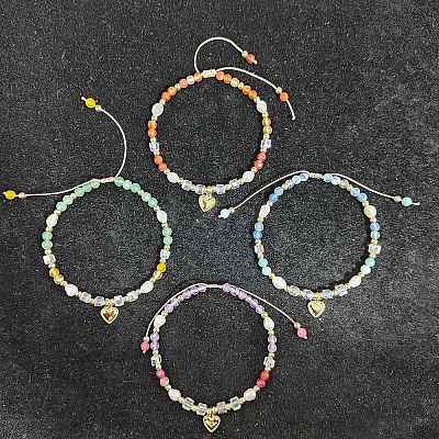 Natural Round Mixed Gemstone Beads Braided Beads Bracelets for Women BJEW-JB11658-1