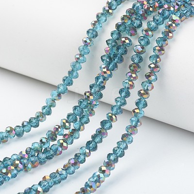 Electroplate Transparent Glass Beads Strands EGLA-A034-T6mm-R09-1