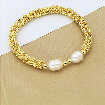 304 Stainless Steel Round Beads Stretch Bracelets for Women FS-WG5A960-02-1