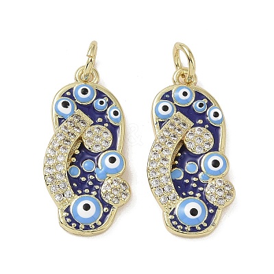 Golden Brass Micro Pave Cubic Zirconia Pendants KK-L209-073G-01-1