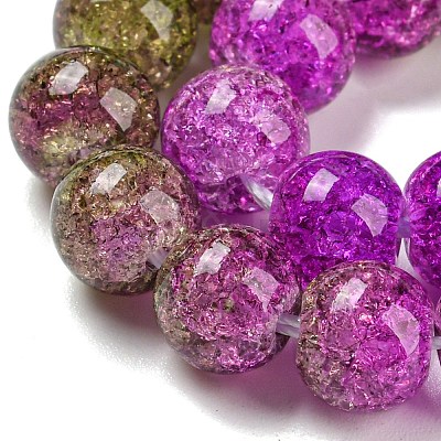 Spray Painted Crackle Glass Beads Strands DGLA-C002-8mm-04-1