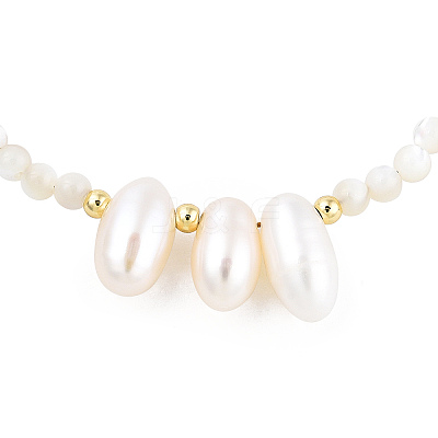 Natural White Shell & Pearl Beaded Bracelet for Women BJEW-T021-01G-1