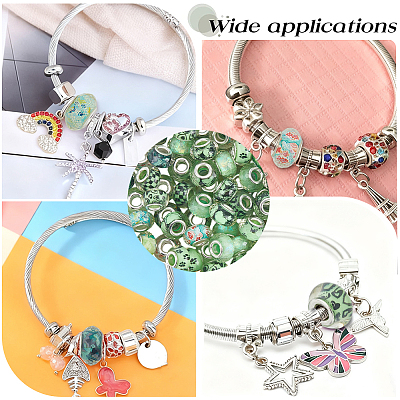100Pcs Printed Transparent Resin European Beads RESI-PA0001-18A-1