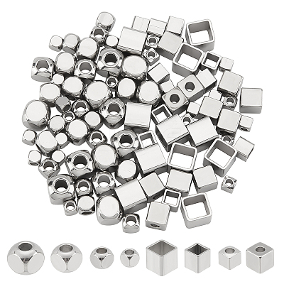 96Pcs 8 Style 304 Stainless Steel Beads STAS-DC0005-74-1