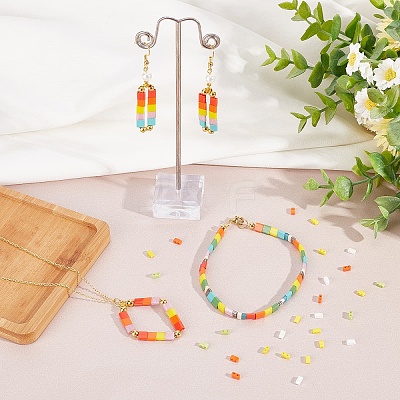 800Pcs 4 Colors 2-Hole Glass Seed Beads SEED-CN0001-04-1