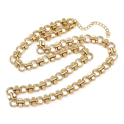 304 Stainless Steel Ring Link Chain Necklaces NJEW-H072-02A-G-1