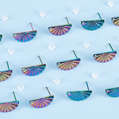 40Pcs Rainbow Color 304 Stainless Steel Stud Earring Findings EJEW-AR0001-02-1