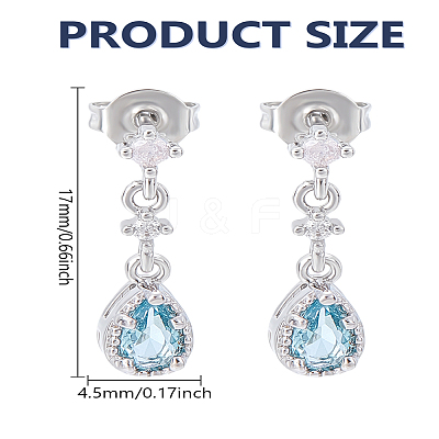 1 Pair Brass Micro Pave Cubic Zirconia Dangle Stud Earrings for Women EJEW-LP0004-90-1