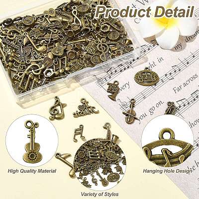 100 Pcs 20 Styles Tibetan Style Alloy Pendants FIND-CJ0003-88-1