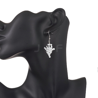 Halloween Ghost Glass Seed Beaded Dangle Earrings EJEW-TA00750-1