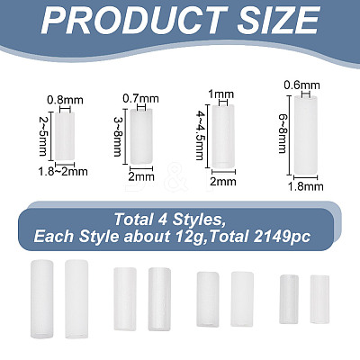 80g 4 Styles White Series Glass Bugle Beads SEED-GO0001-01-1
