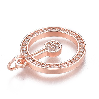 Brass Micro Pave Clear Cubic Zirconia Pendants ZIRC-Z008-16RG-1