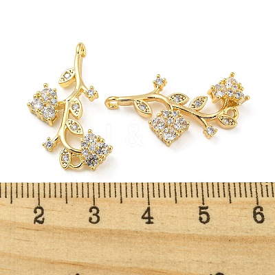 Brass Micro Pave Clear Cubic Zirconia Connector Charms KK-G478-01KCG-1