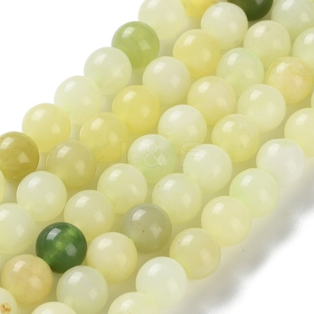 Natural New Jade Round Beads Strands G-O039-16-6mm-01-1