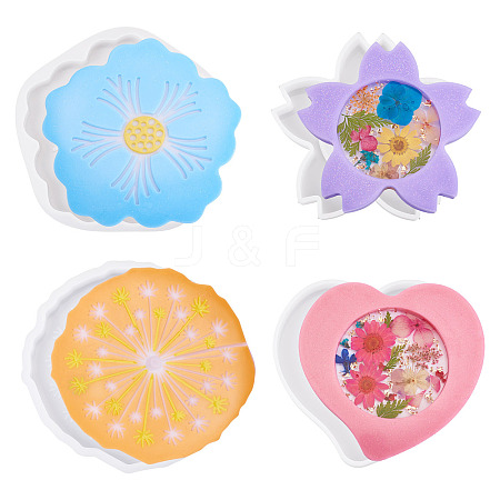 4Pcs 4 Styles Cup Mat Silicone Molds SIL-BG0001-01-1