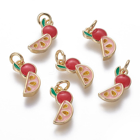 Brass Enamel Charms KK-L185-11G-1