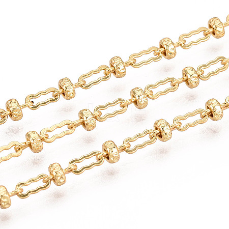 Brass Flat Round with Rectangle Link Chains CHC-T018-53G-1