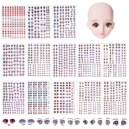 13Pcs 13 Styles Water Transfer Eyes Stickers AJEW-WR0002-89-1