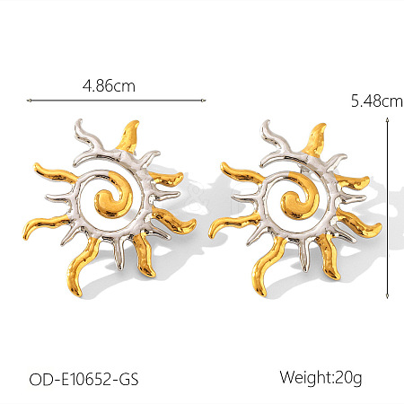 Two Tone 304 Stainless Steel Stud Earrings WGC9B6D-02-1