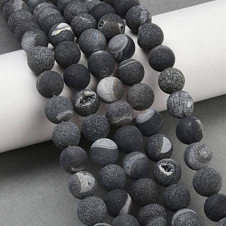Natural Druzy Agate Beads Strands G-NH0024-A01-10mm-1