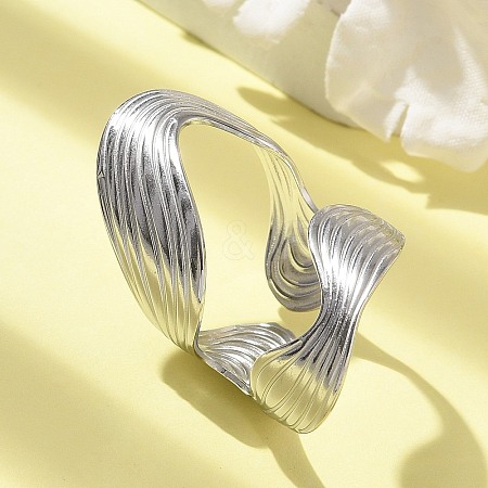 304 Stainless Steel Open Cuff Ring for Women RJEW-M025-03P-1