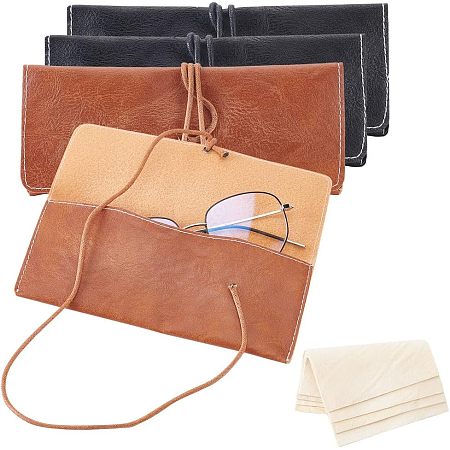  4Pcs Rectangle PU Leather Eyelasses Storage Bag AJEW-NB0003-43-1