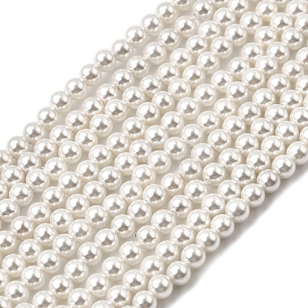 Electroplated Shell Pearl Beads Strands BSHE-K017-4mm-1