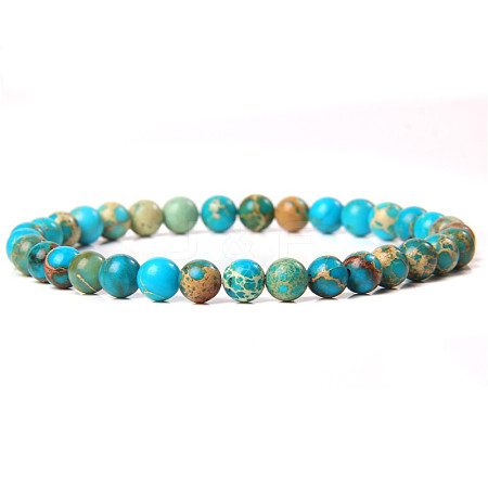 Synthetic Imperial Jasper Round Beaded Stretch Bracelet SF8562-19-1-1