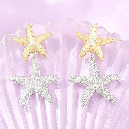 Brass Micro Pave Cubic Zirconia Dangle Stud Earrings EJEW-G471-29D-GP-1