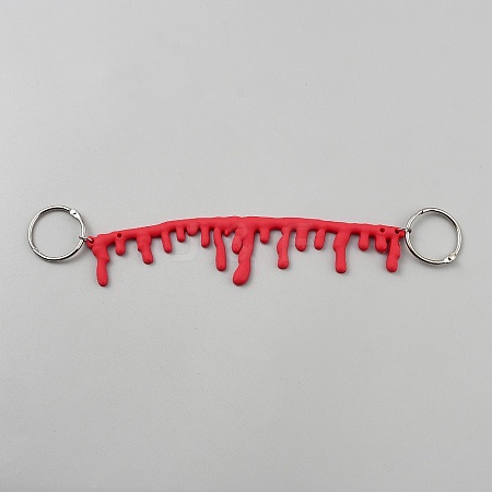 Halloween PVC Blood Drip Shoe Chain Decoration with Iron Rings NJEW-WH20009-11-1