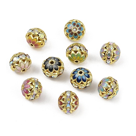 Brass Enamel Beads KK-L236-01C-G-1