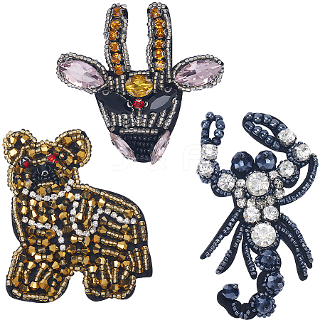 Gorgecraft 3Pcs 3 Styles Animal Rhinestone Ornament Accessories PATC-GF0001-44-1