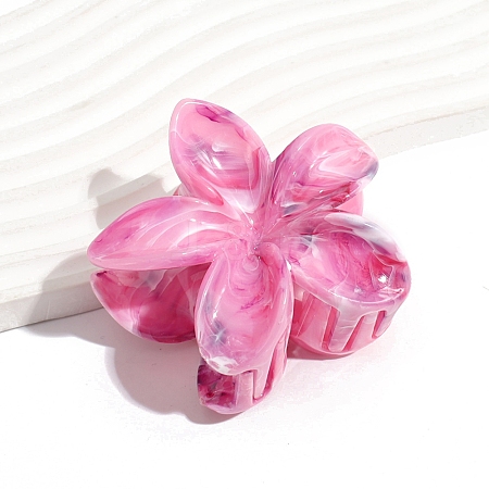 5-Petals Flower Shapes Plastic Claw Hair Clips PW-WG70882-01-1